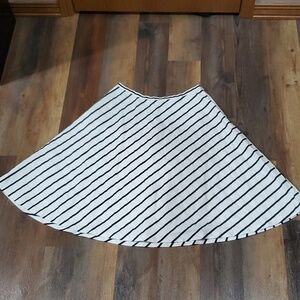 Lauren Ralph Lauren black white diagonal striped cotton circle skirt